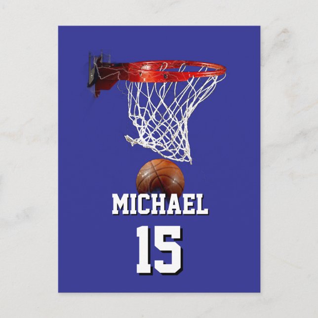 Basketball Add Your Name & Number Pop Art Holiday Postcard (Front)