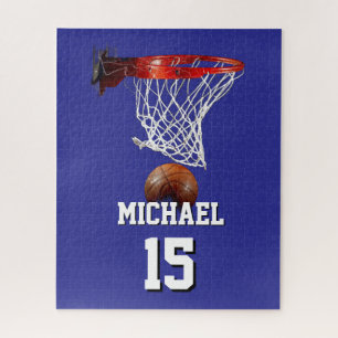 Basketball Add Your Name & Number Pop Art Jigsaw Puzzle