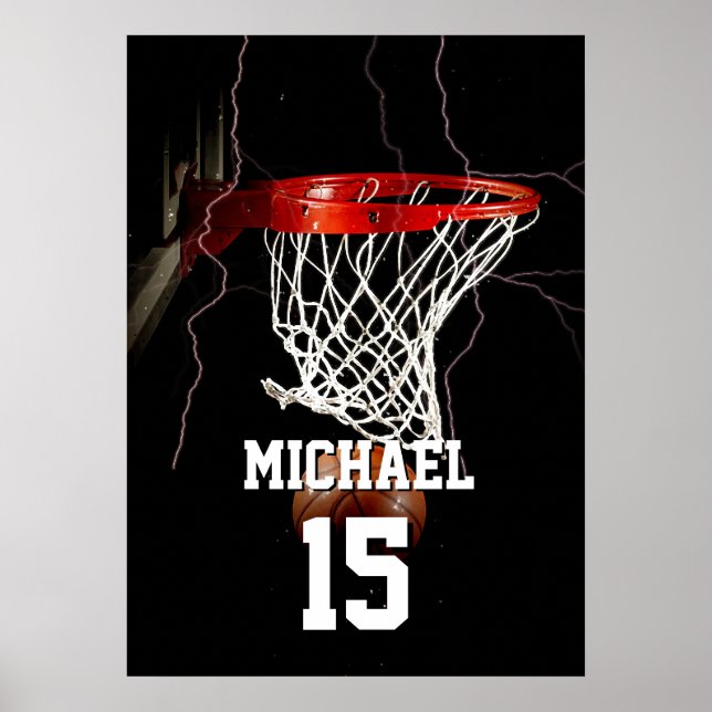 Basketball Add Your Name & Number Poster (Front)
