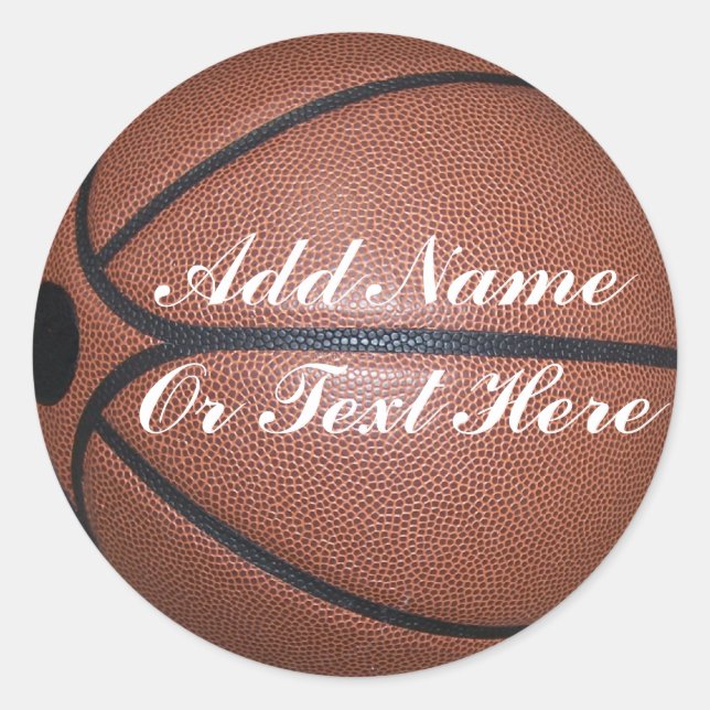BASKETBALL ADD YOUR NAME-STICKER CLASSIC ROUND STICKER (Front)