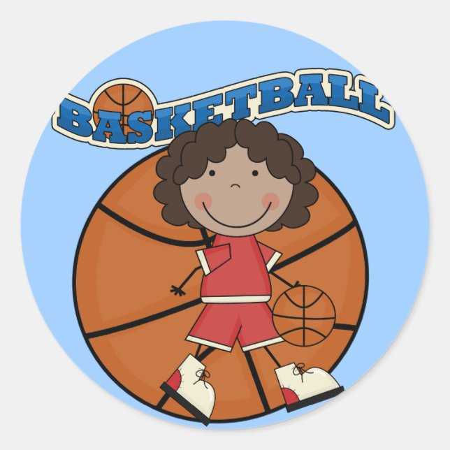 BASKETBALL African American Girl T-shirts and Gift Classic Round Sticker (Front)