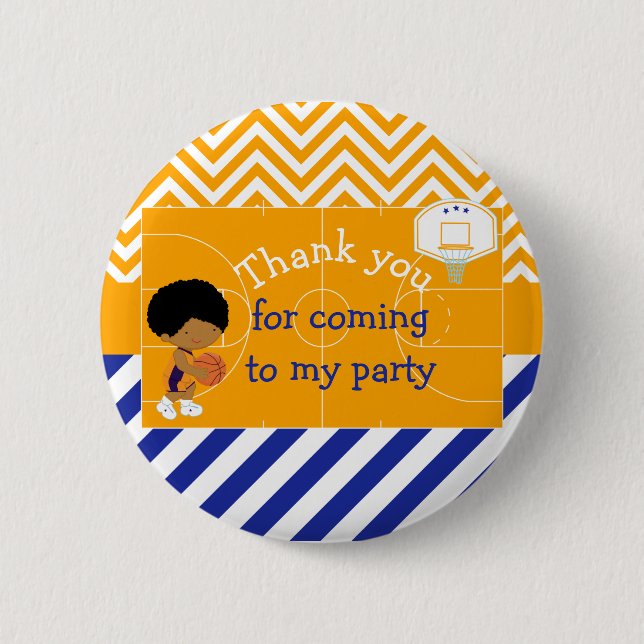 Basketball African American 'Thank you for coming' 6 Cm Round Badge (Front)