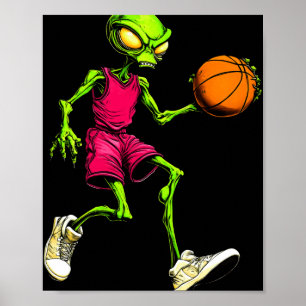 Basketball Aliens Long Sleeve Poster