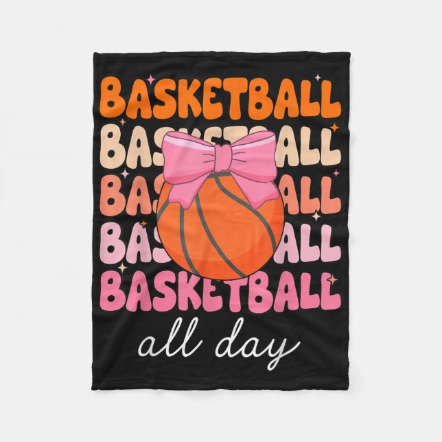 Basketball All Day Fun Sports Design For Enthusias Fleece Blanket (Front)