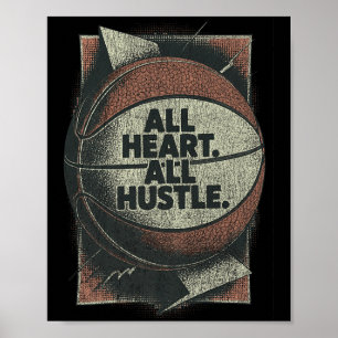 Basketball All Heart All Hustle Motivation Hustler Poster