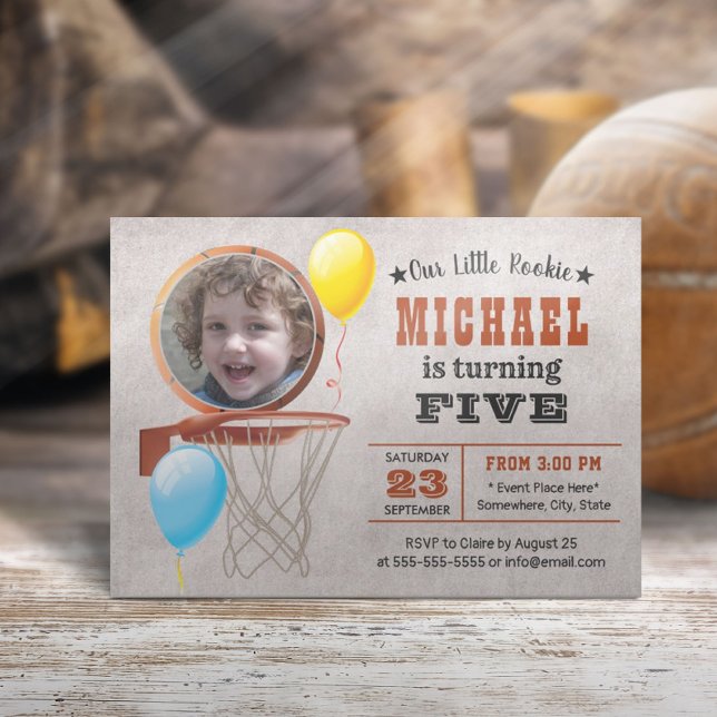 Basketball All Star Sports Theme Photo Birthday Invitation (Creator Uploaded)
