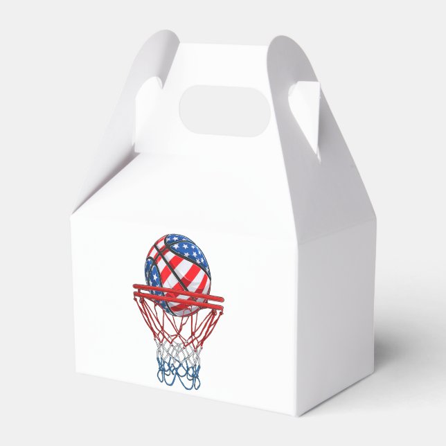 Basketball American Patriotic 4th Of July US Flag Favour Box (Front Side)