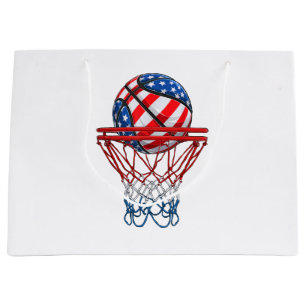 Basketball American Patriotic 4th Of July US Flag Large Gift Bag