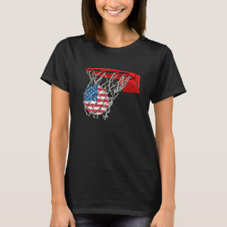 Basketball American Patriotic 4th Of July US Flag  T-Shirt