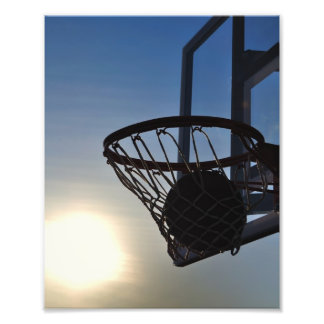 Basketball And Basketball Hoop Photo Print