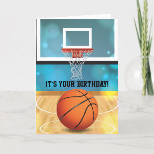 Basketball and Court Design Birthday Card
