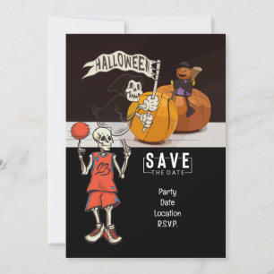 Basketball and ghost Halloween  Invitation