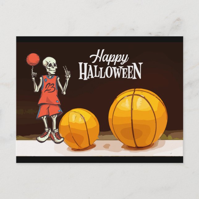 Basketball and ghost Halloween  Postcard (Front)