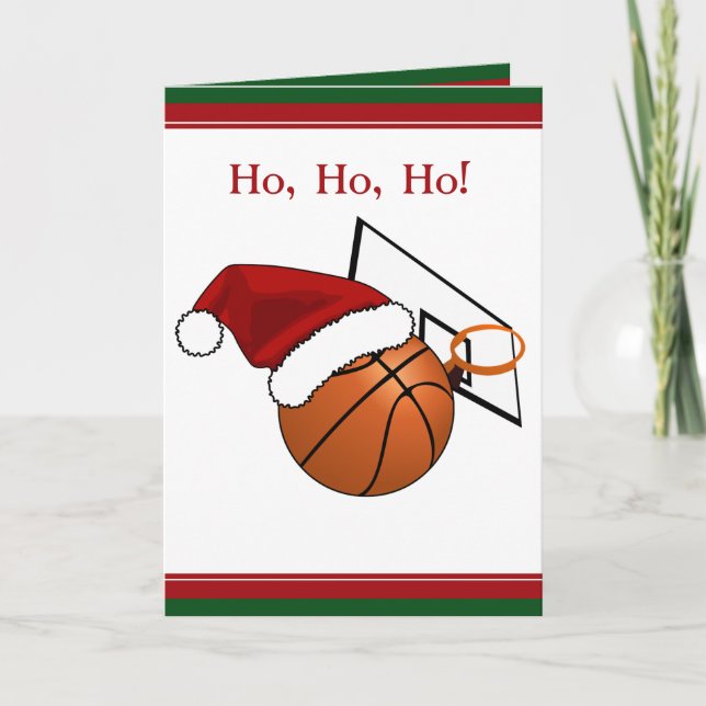  Basketball and Hoop Christmas  Holiday Card (Front)