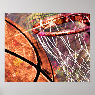 Basketball and Hoop girly basketball pink purple Poster