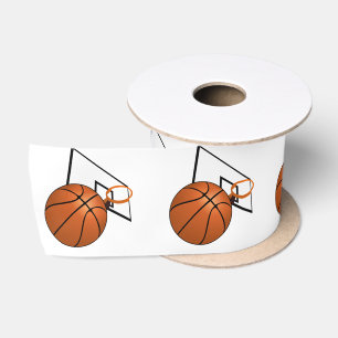 Basketball and Hoop Satin Ribbon