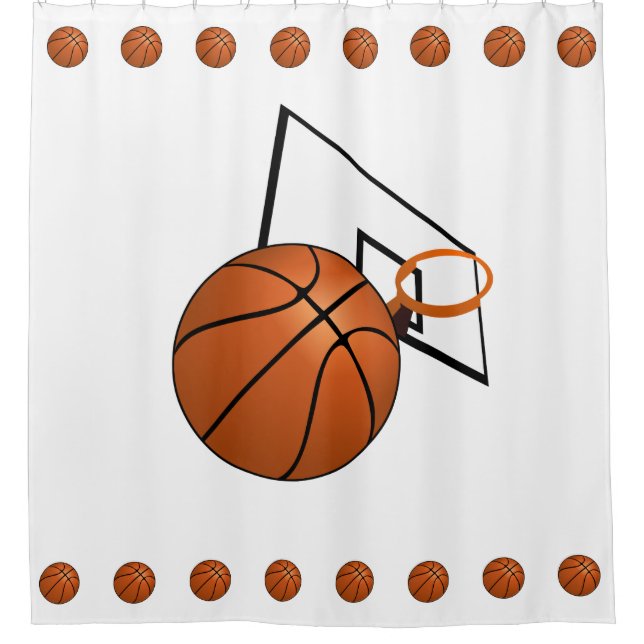 Basketball and Hoop Shower Curtain (Front)