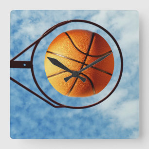 Basketball And Hoop, Square Wall Clock