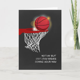 Basketball and Net, Birthday Card