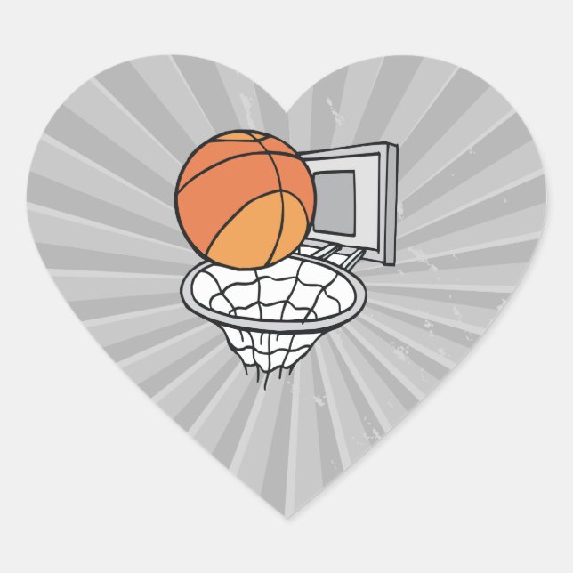 basketball and net vector graphic heart sticker (Front)