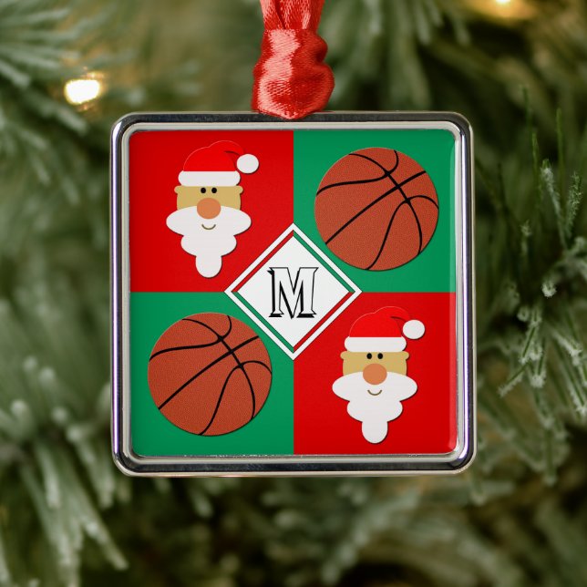 Basketball and Santa Custom Text Letter Christmas Metal Tree Decoration (Tree)