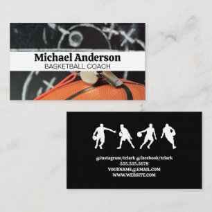 Basketball and Whistle   Coaching Business Card