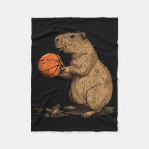 Basketball Animal Art Basketball Lover Capybara Dr Fleece Blanket