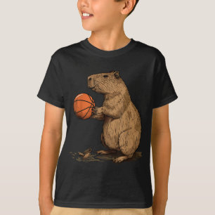 Basketball Animal Art Basketball Lover Capybara Dr T-Shirt