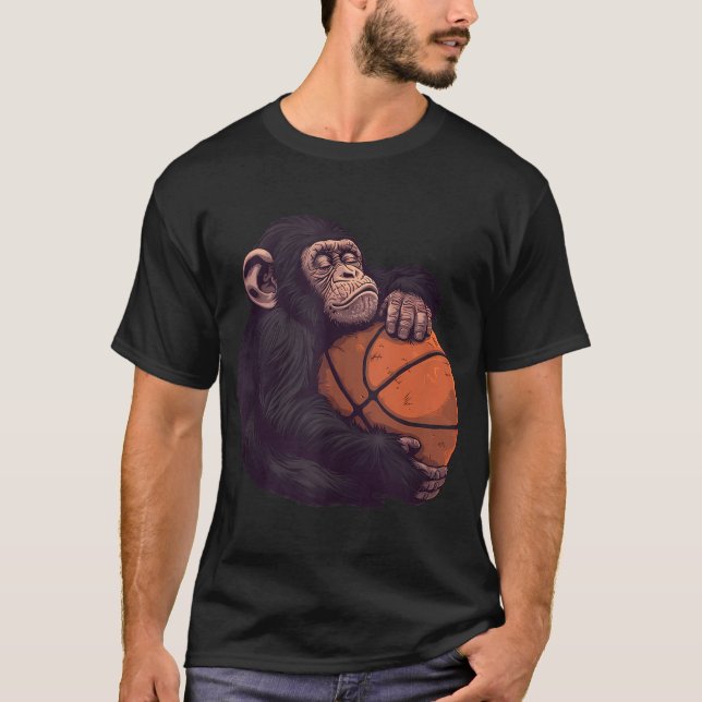 Basketball Animal Art Drawing Monkey Basketball Pl T-Shirt (Front)