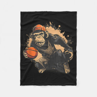 Basketball Animal Art Nature Basketball Hoop Monke Fleece Blanket