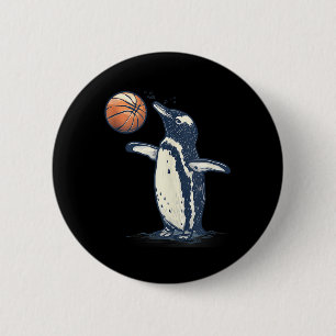 Basketball Animal Art Penguin Basketball Lover Dra 6 Cm Round Badge