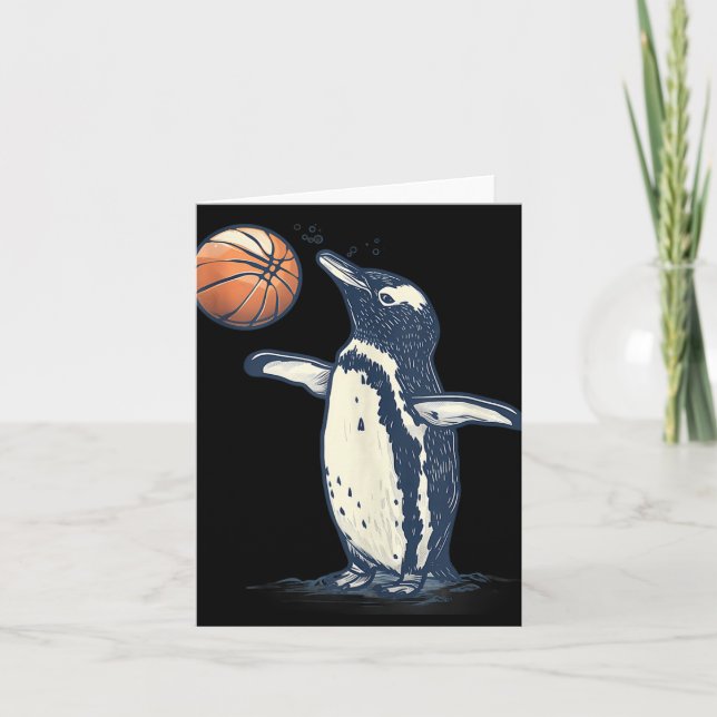 Basketball Animal Art Penguin Basketball Lover Dra Card (Front)