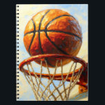 Basketball Art Notebook - Sports Design Journal<br><div class="desc">Transform your note-taking experience with this eye-catching basketball notebook. Featuring vibrant artwork of a basketball and hoop in rich, energetic colors, this journal is perfect for students, athletes, coaches, and basketball enthusiasts who want to showcase their passion for the game. Premium Quality You Can Trust Built to last with durable...</div>