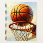 Basketball Art Notebook - Sports Design Journal Planner<br><div class="desc">Transform your note-taking experience with this eye-catching basketball notebook. Featuring vibrant artwork of a basketball and hoop in rich, energetic colors, this journal is perfect for students, athletes, coaches, and basketball enthusiasts who want to showcase their passion for the game. Premium Quality You Can Trust Built to last with durable...</div>
