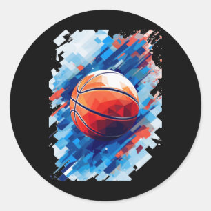 Basketball Art Poster Graphic 1 Classic Round Sticker