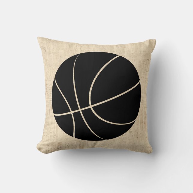Basketball Art Vintage Beige Script Paper Style Cushion (Front)
