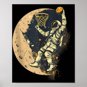 Basketball Artwork Astronaut Drawing Basketball Lo Poster