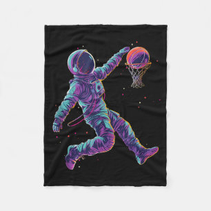 Basketball Artwork Astronaut Slam Dunk Bball Playe Fleece Blanket