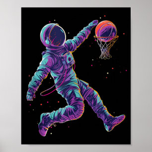 Basketball Artwork Astronaut Slam Dunk Bball Playe Poster