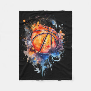 Basketball Artwork Basketball Hoop Colourful Water Fleece Blanket