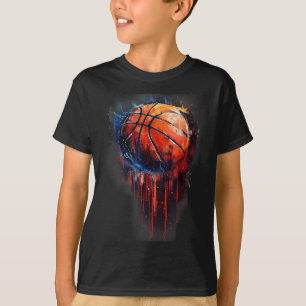 Basketball Artwork Basketball Hoop Watercolor Colo T-Shirt