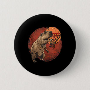 Basketball Artwork Basketball Lover Capybara Drawi 6 Cm Round Badge