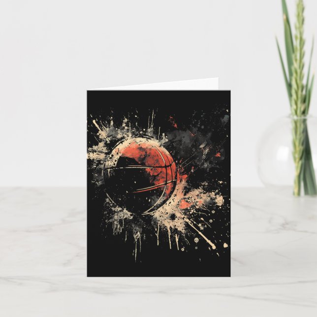 Basketball Artwork Basketball Lover Watercolor Dra Card (Front)