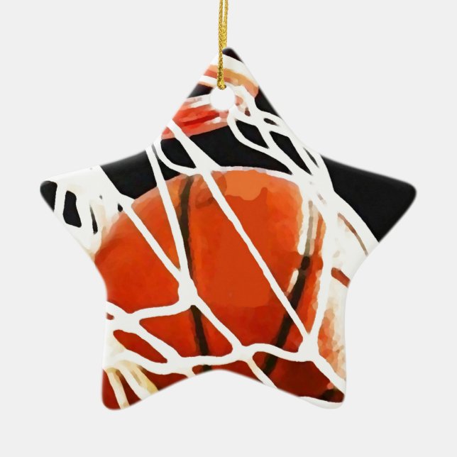Basketball Artwork Ceramic Tree Decoration (Front)