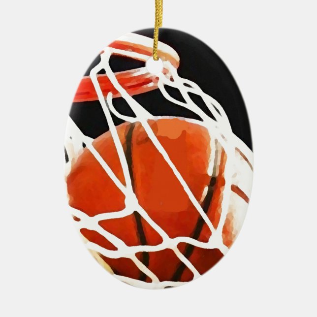 Basketball Artwork Ceramic Tree Decoration (Front)