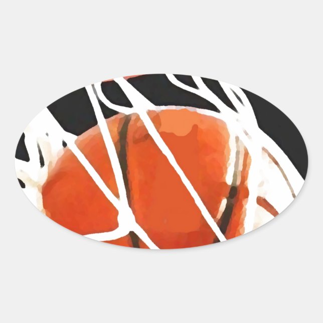 Basketball Artwork Oval Sticker (Front)