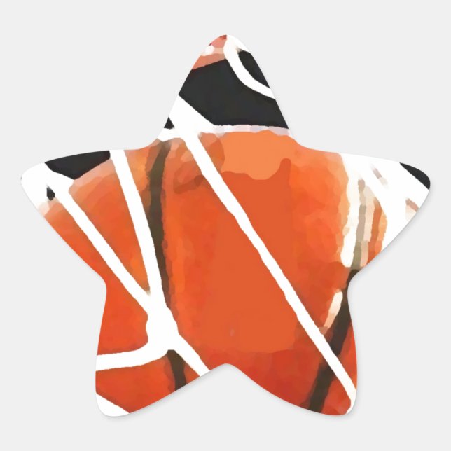 Basketball Artwork Star Sticker (Front)