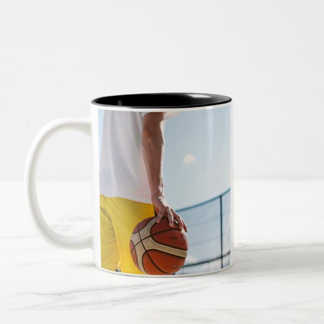 Basketball Artwork Two-Tone Coffee Mug (Left)