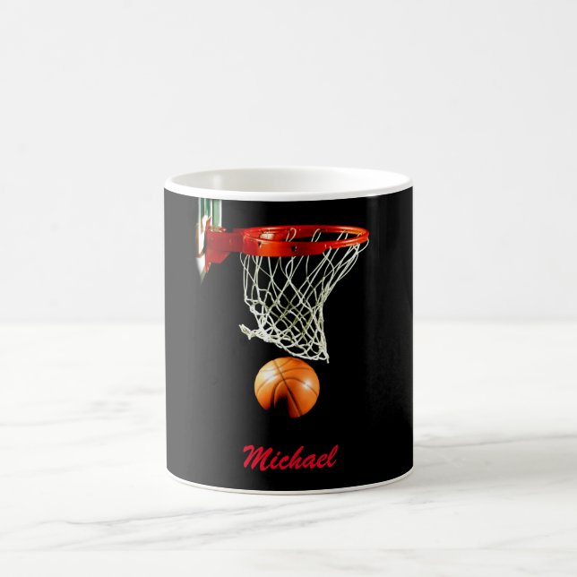 Basketball Artwork Your Name Black Red Coffee Mug (Center)