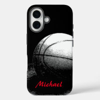 Basketball Artwork Your Name Black White Red